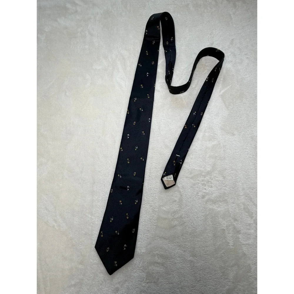 Vintage Don Loper Black Atomic Bubble Silk Necktie Mens One Size Excellent